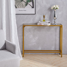 Load image into Gallery viewer, Modern Gold Console Table Tempered Glass Table Sofa Entryway Table Living Room
