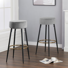 Load image into Gallery viewer, Set of 2 Modern Velvet Bar Stool with Wood Legs
