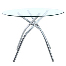 Load image into Gallery viewer, Tempered Glass Round Dining Table Modern Chrome Cross Legs Kitchen Room Tables
