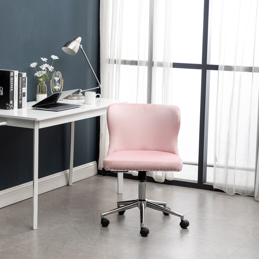 Adjustable Velvet Home Office Chairs Swivel Chair Pink