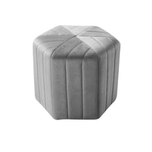 Load image into Gallery viewer, 40cm Wide Hexagon Shape Velvet Footstool Striped Ottoman 25D Sponge Footrest
