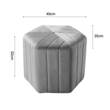 Load image into Gallery viewer, 40cm Wide Hexagon Shape Velvet Footstool Striped Ottoman 25D Sponge Footrest
