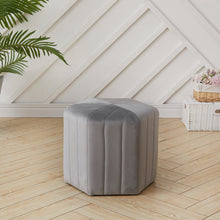 Load image into Gallery viewer, 40cm Wide Hexagon Shape Velvet Footstool Striped Ottoman 25D Sponge Footrest
