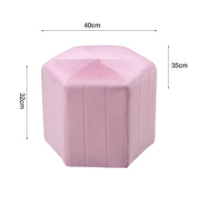 Load image into Gallery viewer, 40cm Wide Hexagon Shape Velvet Footstool Striped Ottoman 25D Sponge Footrest
