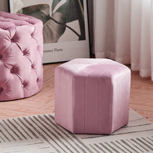 Load image into Gallery viewer, 40cm Wide Hexagon Shape Velvet Footstool Striped Ottoman 25D Sponge Footrest
