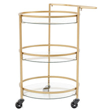 Load image into Gallery viewer, 2/3 Shelf Round Rolling Bar Cart Round Mirrored Gold Metal Drinks Trolley
