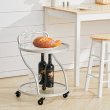 Load image into Gallery viewer, Sliver Bar Cart Mirror Drinks Kitchen Trolley w/ Lockable Wheels
