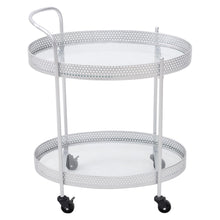 Load image into Gallery viewer, Drinks Trolley Silver Kitchen Serving Cart w/ Two Glass Shelves Mini Bar Drinks Table W/ Wheels
