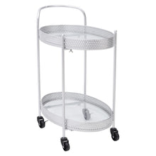 Load image into Gallery viewer, Drinks Trolley Silver Kitchen Serving Cart w/ Two Glass Shelves Mini Bar Drinks Table W/ Wheels
