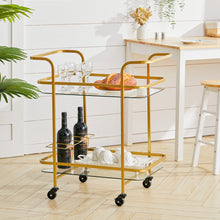 Load image into Gallery viewer, 2 Tiers Drinks Trolley With Bottle Holder Bar Wine Glass Shelf Storage Rack
