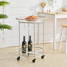 Load image into Gallery viewer, Silver Mirror Drinks Kitchen Trolley Serving Bar Cart on Lockable Wheels
