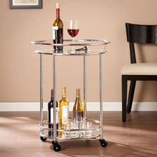 Load image into Gallery viewer, Silver Mirror Drinks Kitchen Trolley Serving Bar Cart on Lockable Wheels
