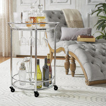 Load image into Gallery viewer, Silver Mirror Drinks Kitchen Trolley Serving Bar Cart on Lockable Wheels
