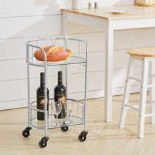 Load image into Gallery viewer, Bar Cart Kitchen Drinks Trolley 2 Tier Round Gold/Silver
