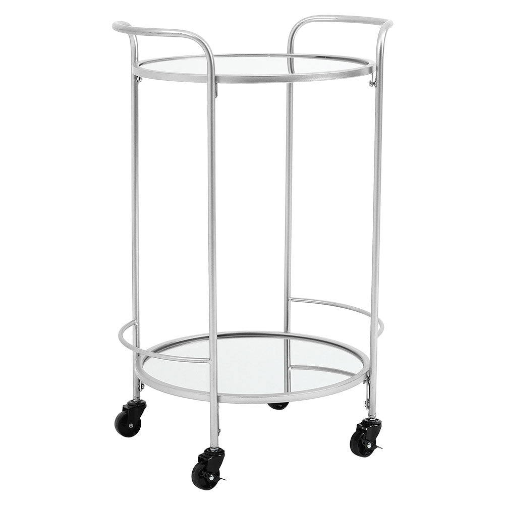 Bar Cart Storage Trolley Rolling Cart Drinks with 2 Shelves