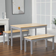 Load image into Gallery viewer, Wooden Dining Table and 2 Benches 4 Seat Set Kitchen Home
