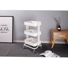 Load image into Gallery viewer, 3 Tier Kitchen Storage Trolley Metal Tower Rack Bathroom Shelf
