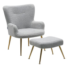 Load image into Gallery viewer, Classic Smiley Lounge Armchair and Footstool, Light Grey
