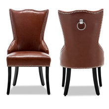 Load image into Gallery viewer, Faux Leather Studded Dining Chair, Reddish brown
