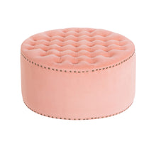 Load image into Gallery viewer, Round Frosted Velvet Ottoman Footstool
