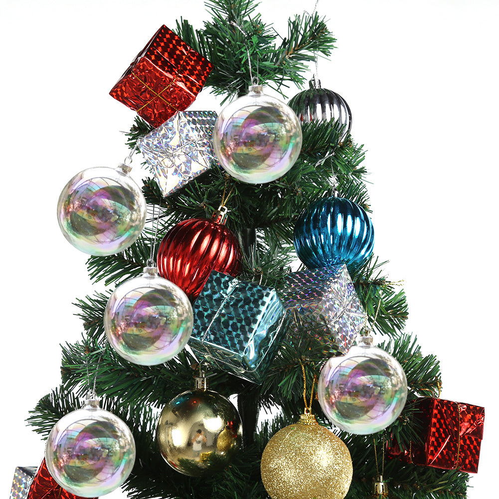 5 Pcs Rainbow Gloss Glass Balls Hanging Ornaments for Christmas Decor