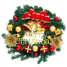 Load image into Gallery viewer, Livingandhome 30cm Christmas Artificial Wreath with Xmas Baubles Bells Bow Knots, CD0383
