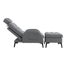 Load image into Gallery viewer, Livingandhome Adjustable Houndstooth Recliner Chair with Footstool
