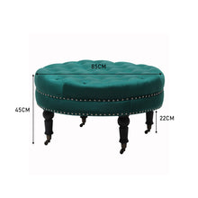 Load image into Gallery viewer, 85CM Buttoned Footstool with 4 Casters
