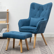 Load image into Gallery viewer, Frosted Velvet Upholstered Armchair with Footstool and Cushion
