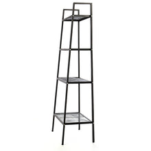 Load image into Gallery viewer, 4 Tier Leaning Ladder Bookshelf Shelving Plant Step Rack, Black
