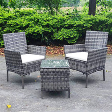 Load image into Gallery viewer, Set of 3 Outdoor Patio Rattan Furniture Modern Bistro Chair and Side Table Set
