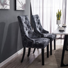 Load image into Gallery viewer, Set of 2 Crushed Velvet Buttoned Dining Chairs
