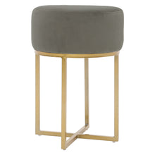 Load image into Gallery viewer, Round Pouffe Metal Golden Leg Dressing Table Stool
