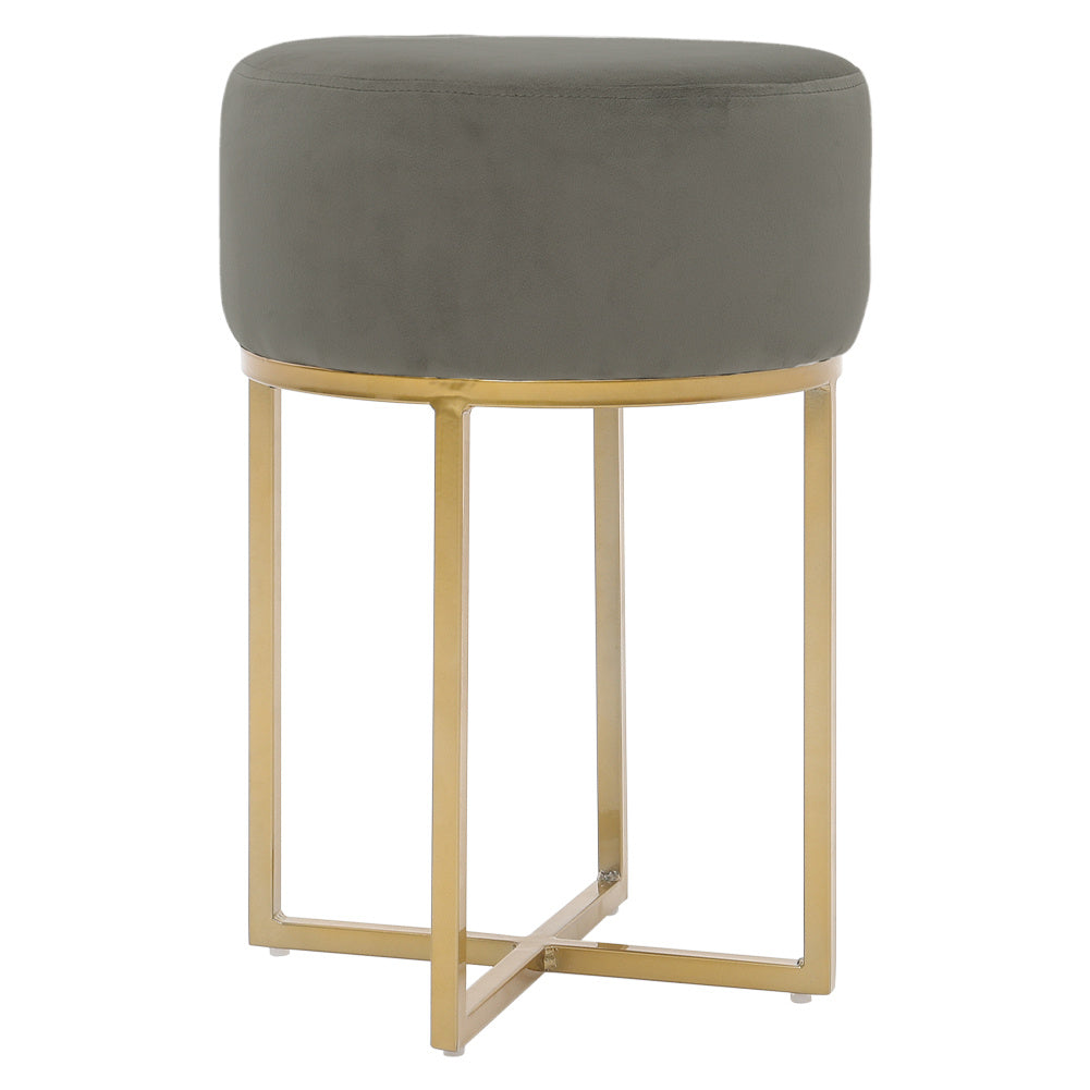 Round Pouffe Metal Golden Leg Dressing Table Stool