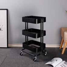 Load image into Gallery viewer, 3 Tier Kitchen Storage Trolley Metal Tower Rack Bathroom Shelf
