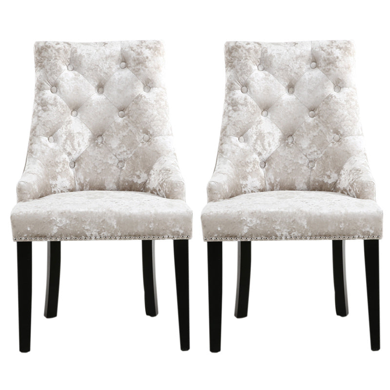 Set of 2 Crushed Velvet Buttoned Dining Chairs
