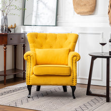 Load image into Gallery viewer, Modern Linen Armchair Upholstered Accent Chair Yellow
