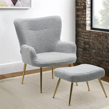 Load image into Gallery viewer, Classic Smiley Lounge Armchair and Footstool, Light Grey
