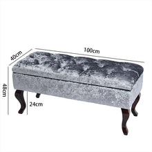 Load image into Gallery viewer, Curshed Velvet Storage Box Unit Bench Grey
