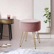 Load image into Gallery viewer, Soft Velvet Round Dressing Table Stool with Wire Legs
