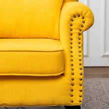 Load image into Gallery viewer, Modern Linen Armchair Upholstered Accent Chair Yellow
