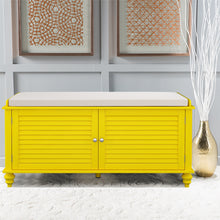 Load image into Gallery viewer, Window Bench Shoes Cabinet Storage Rack with Seat Cushion, Yellow
