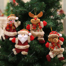 Load image into Gallery viewer, Livingandhome 4 Pieces Christmas Tree Ornament Snowman Santa Claus Elk and Bear Shape Xmas Dolls, CD0364
