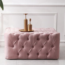 Load image into Gallery viewer, Frosted Velvet Buttoned Footstool
