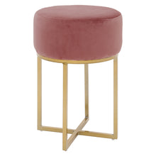 Load image into Gallery viewer, Round Pouffe Metal Golden Leg Dressing Table Stool
