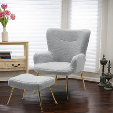 Load image into Gallery viewer, Classic Smiley Lounge Armchair and Footstool, Light Grey
