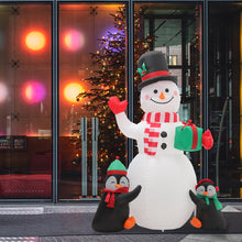 Load image into Gallery viewer, Inflatable Penguin Snowman Air Blown with Rotatable LED RGB Lamp Outdoor Decor
