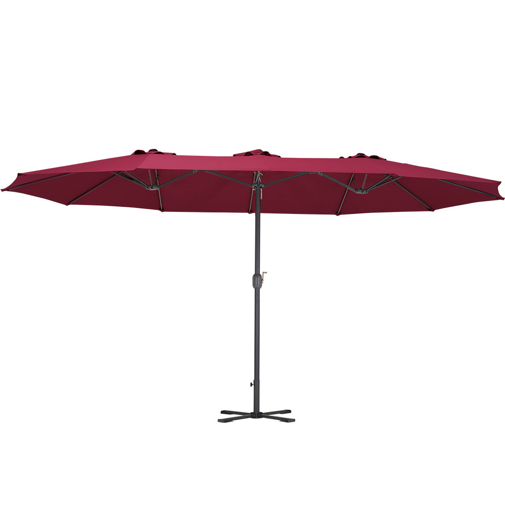 Garden Double-Sided Parasol Umbrella With Foldable Cross Base