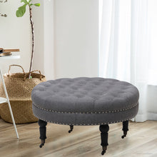 Load image into Gallery viewer, 85CM Buttoned Footstool with 4 Casters
