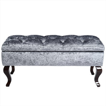 Load image into Gallery viewer, Curshed Velvet Storage Box Unit Bench Grey
